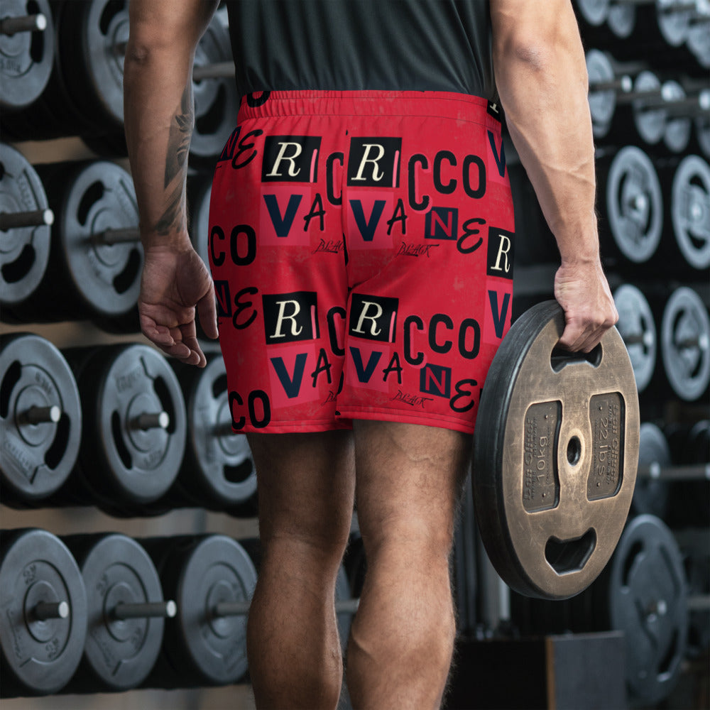Men's Athletic Long Shorts Scatter Red