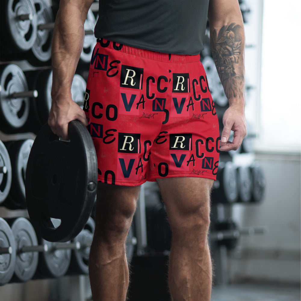 Men's Athletic Long Shorts Scatter Red