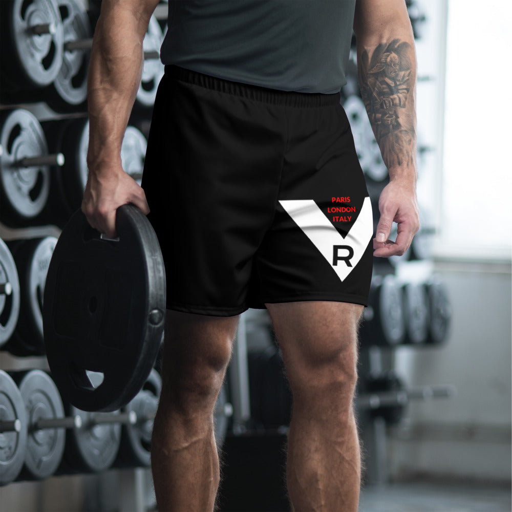 Men's Athletic Long Shorts Big V Red